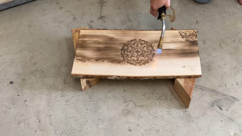Wood burned Using A Blowtorch
